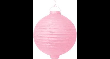 Partydeco - Decoratieve lampion licht roze LED 30cm - Lampion sint maarten - lampionnen - Sint maarten optocht - lampionnen papier