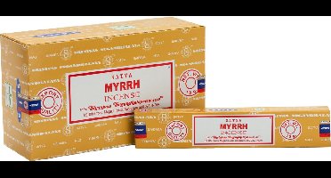 Satya - Myrrh wierookstokjes - doos met 12 pakjes van 15 gram