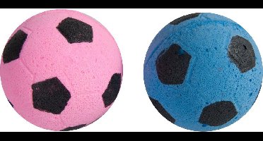 Flamingo Kattenspeelgoed 2 sponzen voetballen - 4 cm