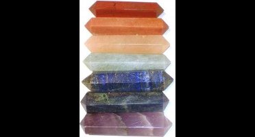 Edelstenen SET 7 chakra massage staafjes in tasje - 3 cm - Fluweel - Edelsteen
