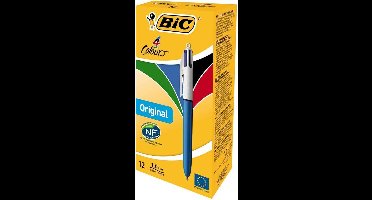 Bic 4-kleuren balpen, medium punt, doos van 12 stuks