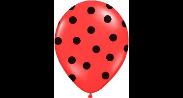 Partydeco - Ballonnen Rood dots zwart 6 stuks