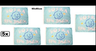 5x Vlag hoera een jongen 90 x 60 cm