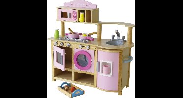 Mentari Roze Houten Keuken - Met koelkast, oven en wasmachine