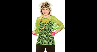 Visnet t-shirt 80-jaren neon groen