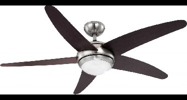 Ventilator Globo - Metaal/Nikkel mat - MDF bladen walnoot kleur