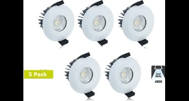 5 Pack - Led Downlighter 6w, 440 Lumen, 4000K Neutraal Wit, IP65, Dimbaar, Ø 70mm gatmaat Met Philips LED lamp