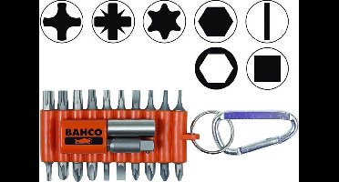 BAHCO type 59S/22-1 bitset met 10 bitjes en 2 koppelstukken plus handig insteekmagazijn met riemclip