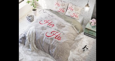 Sleeptime Her Heart, His Name - Dekbedovertrek - Eenpersoons - 140x200/220 + 1 kussensloop 60x70 - Taupe