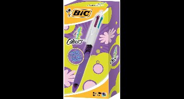 Balpen Bic 4kleuren grip fashion medium paars | 12 stuks