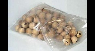 HOT Games houten Lotto kien ballen set 90 stuks genummerd 20 mm.