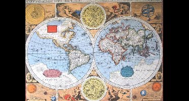 Wereldkaart poster - klassiek - historisch - luxe papier - formaat 70 x100 cm