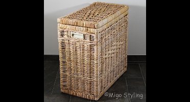 Wasmand - Duo - Naturel - 2 vakken - 67x35xH65 - Riet - Rotan - Rechthoek