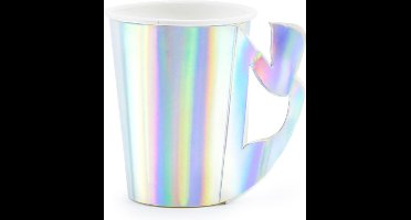 PARTYDECO - 6 kartonnen holografische zeemeermin bekers