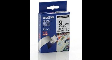 Brother Non-Laminated Labelling Tape - 9mm, Black/White TZ labelprinter-tape