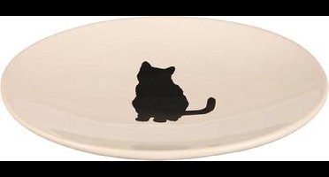 Trixie voer / drink schotel wit met silhouette kat