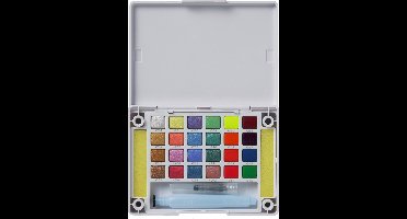 Sakura Koi Water Colors pocketbox - 24 aquarel napjes - metallic kleuren - met met Koi Water Brush