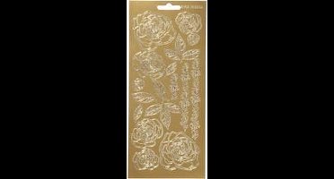 Stickers Goud - Rozen Bloemen Stickers - Zelfklevende Decoratie Stickervellen - DIY Knutselen & Scrapbooking - 10x23 cm