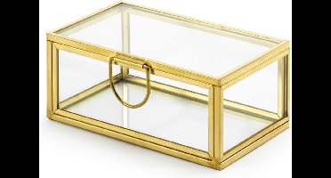 GLAZEN RINGDOOSJE - 9x5.5x4 CM - GOUD - TROUWRINGEN