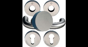 Hoppe deurgarnituur met cilinderrozetten s/g RVS - knop/kruk - Sertos - E138/42H/42HKVS/f69