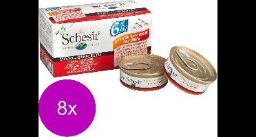 Schesir Kat Mp Blik Gelei 6x50 g - Kattenvoer - 8 x Tonijn&Garnaal