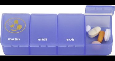 Pillendoos 1 dag - 4 vaks transparant blauw FR