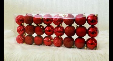 3 stuks Kerstballen Onbreekbaar 24 stuks dia. 7 cm rood watermeloen Oosterik Home