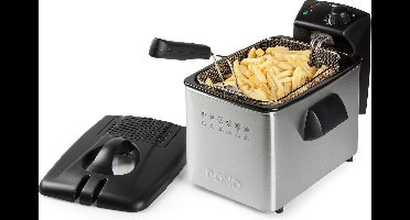 DOMO DO465FR Friteuse - Frituurpan - 4L - PFAS-vrij - 3000W – Inox/Zwart