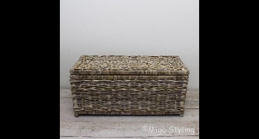Opbergmand - Met deksel - 95x45x45 - Riet - Rotan - Grey