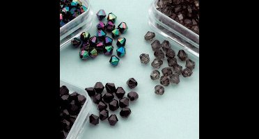 Acrylkralen 4mm Diamond Shape - 4 grs x 3 doosjes - Zwart