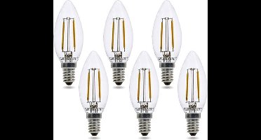 Groenovatie LED Filament Kaarslamp E14 Fitting - 2W - Warm Wit - 6-Pack - Dimbaar