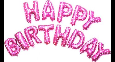 Roze folieballonnen in de vorm van letters 'HAPPY BIRTHDAY' (13 stuks) - Ballonnen verjaardag decoratie meisje