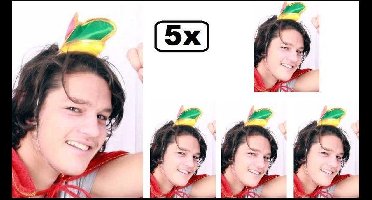 5x Mini prinsenmuts rood/geel/groen