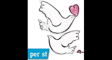 Folieballonnen van 81 cm in de vorm van duiven, perfect om uw speciale dag in stijl te vieren. Wedding Doves, retail