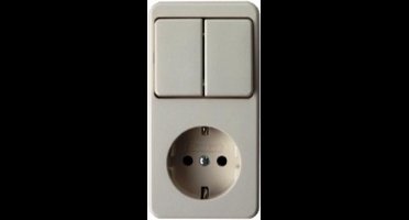 BERKER dubbele wipschakelaar en stopcontact randaarde, opbouw | CREME