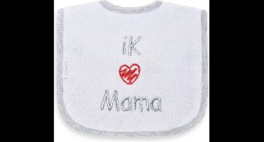 Funnies Babyslabbertje Ik ♥ Mama Wit/Zilver 35192