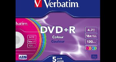 Verbatim DVD+R Colour 4.7GB DVD+R 5stuk(s)