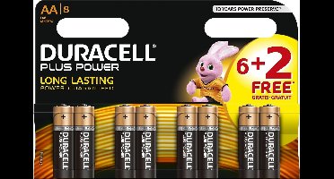 Duracell Plus Power AA Alkaline Batterijen 6+2 Stuks