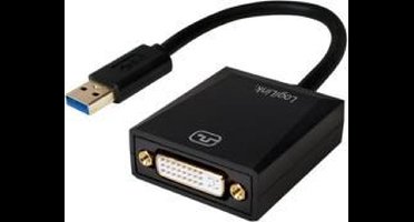LogiLink UA0232 tussenstuk voor kabels USB 3.0 DVI Zwart