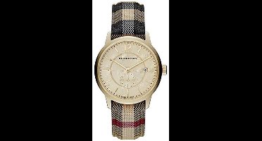 BURBERRY Honey Dial Honey Check Fabric-Coated Leather Unisex Watch BU10001