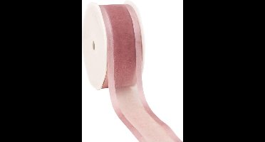 Satin edge Organzalint Oudroze - 38 mm / 25 mtr.