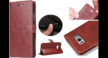 Hoesje geschikt voor Samsung Galaxy S8 Plus / S8+ - Kunstleren Portemonnee Hoesje Bruin - Kunstlederen Wallet Case TPU - Book Case - Flip Cover - Klap - 360 beschermend Telefoonhoesje