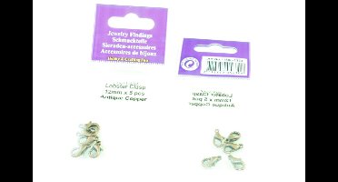 Karabijn Sluiting Antiek koper 12 mm. 5 Zakjes a 5 stuks.