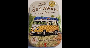 Pillendoosje - VW - Let's Get Away - Gevuld met pepermuntjes mint box 4 x 6 cm