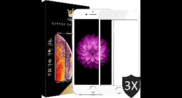 Screenprotector geschikt voor iPhone SE 2022 / 2020 / 8 / 7 - 3x FullGuard Screen Protector Wit