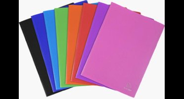 SHOWALBUM MET VASTE RUG - PP -20 TASSEN - 40 ZICHTEN - A4 - 1 STUKS - KLEUR VOLGENS VOORRAAD : Donkerblauw - Lichtblauw - Lichtgroen - Oranje - Purper - Rood - Roze - Zwart