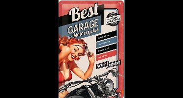 Best Garage For Motorcycles  Metalen wandbord in relief 20 x 30 cm