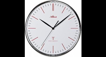 Wandklok Tijdsein zilver en rood modern design