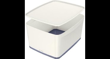 Leitz MyBox  Opbergdoos met Deksel - Opberger/Sorteerbakje voor Thuiskantoor - Grijs/Wit - 1 Stuk