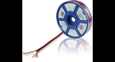 Valueline Eenvoudige zwart/rode speakerkabel haspel - 2x 0,75mm - CCA - 100 meter